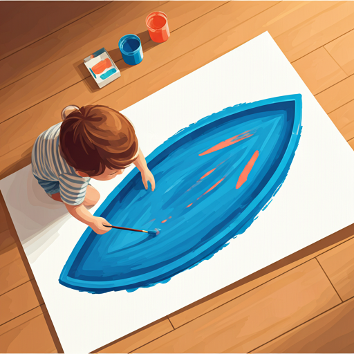 niño pintando un barco